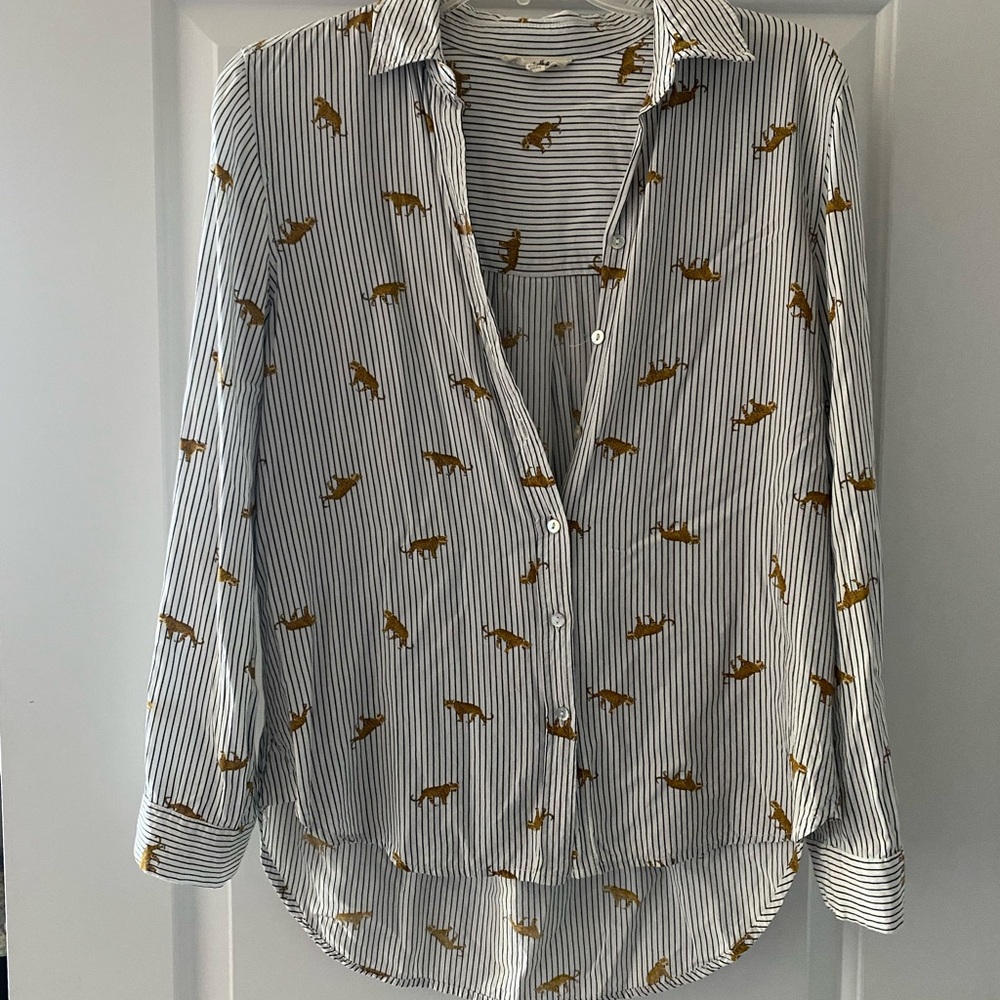 Leopard printed button down